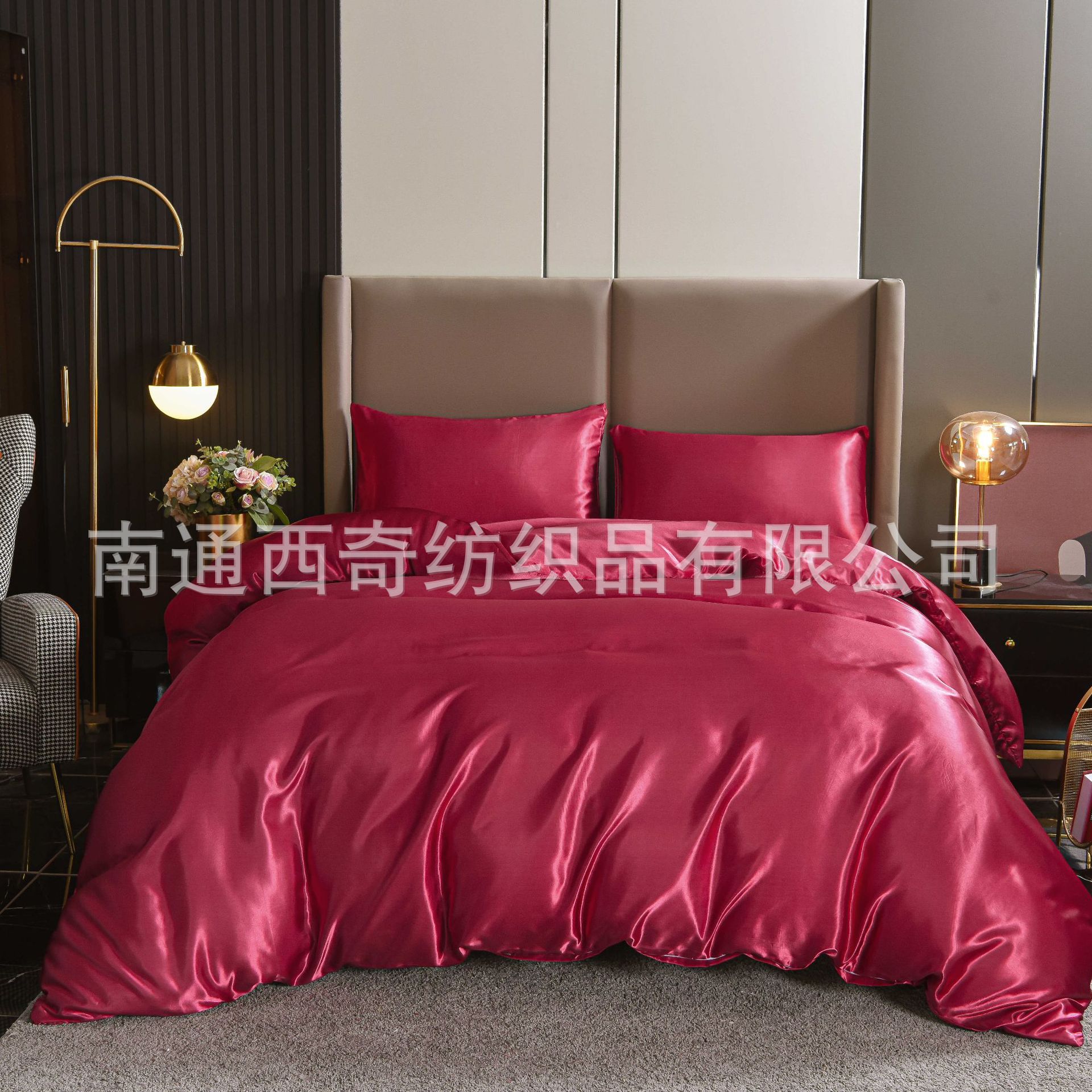 亚马逊易贝速卖通纯色多色色丁三件套跨境家纺供货工厂多尺寸现货