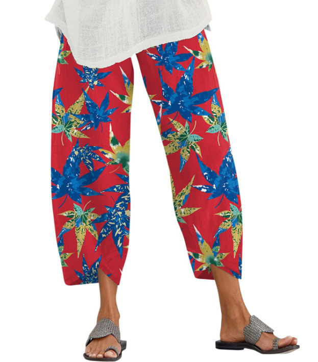 Lino de bambú 2023 nueva primavera suelta moda Impresión digital directa la fábrica pantalones casuales verano