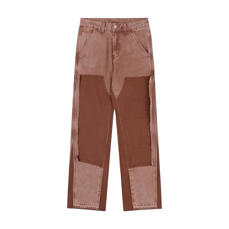 Trendy 2024 Spring Heavy Industry Washed Logging Pants American Street Original Deconstruction Stitching Retro Jeans Multi-Pocket