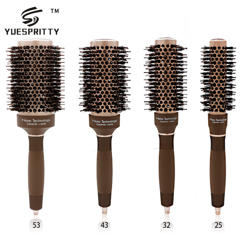 Natural de alta calidad traje de modelado de aire térmico cilindro Pelo Rizado rodillo peine punta cola rodillo peine tubo de aluminio Mane cerámica rodillo peine