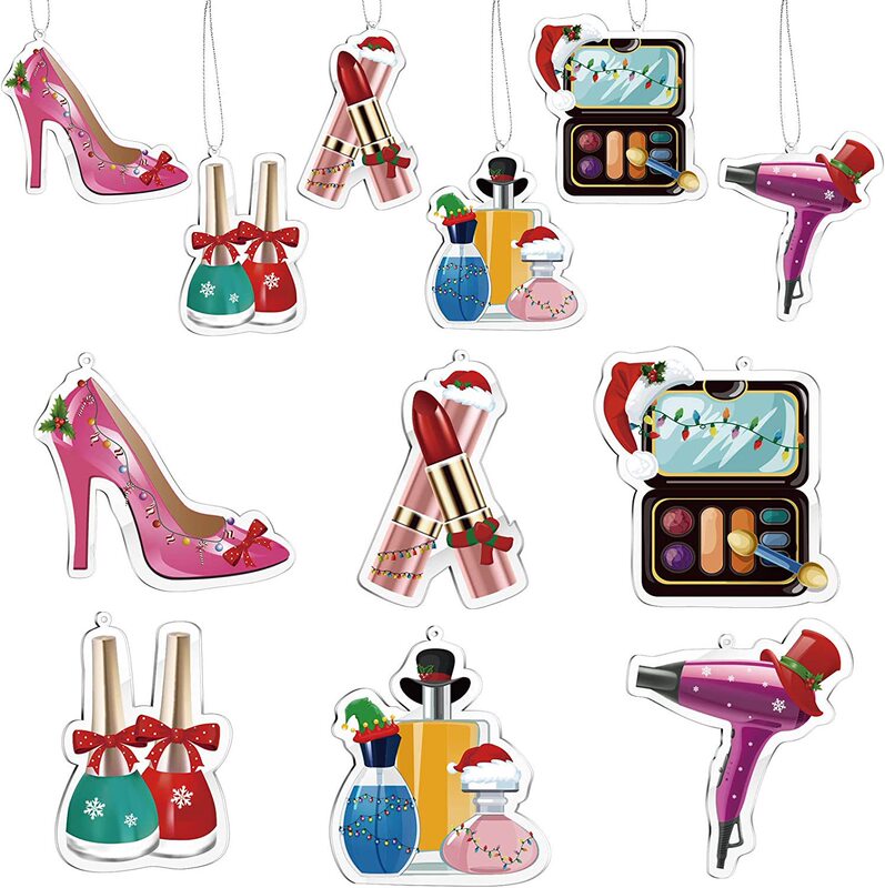 Creative Makeup Christmas Ornament Acrylic Flat Christmas Makeup Palette Nail Polish Lipstick Decoration Pendant