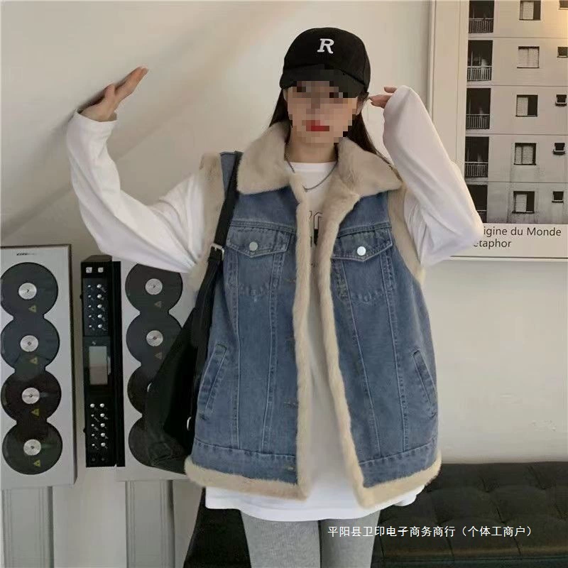 Джинсовый теплый жилет для детей с подкладкой faux shearling, светло-голубой или черный, утепленная флисом, размеры S-2XL