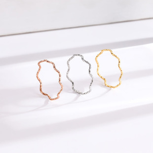 Simple Fashion Personalized Ins Wave Pattern Titanium Steel Ring Women's Niche Design Plainly Ring Ring Index Finger End Ring