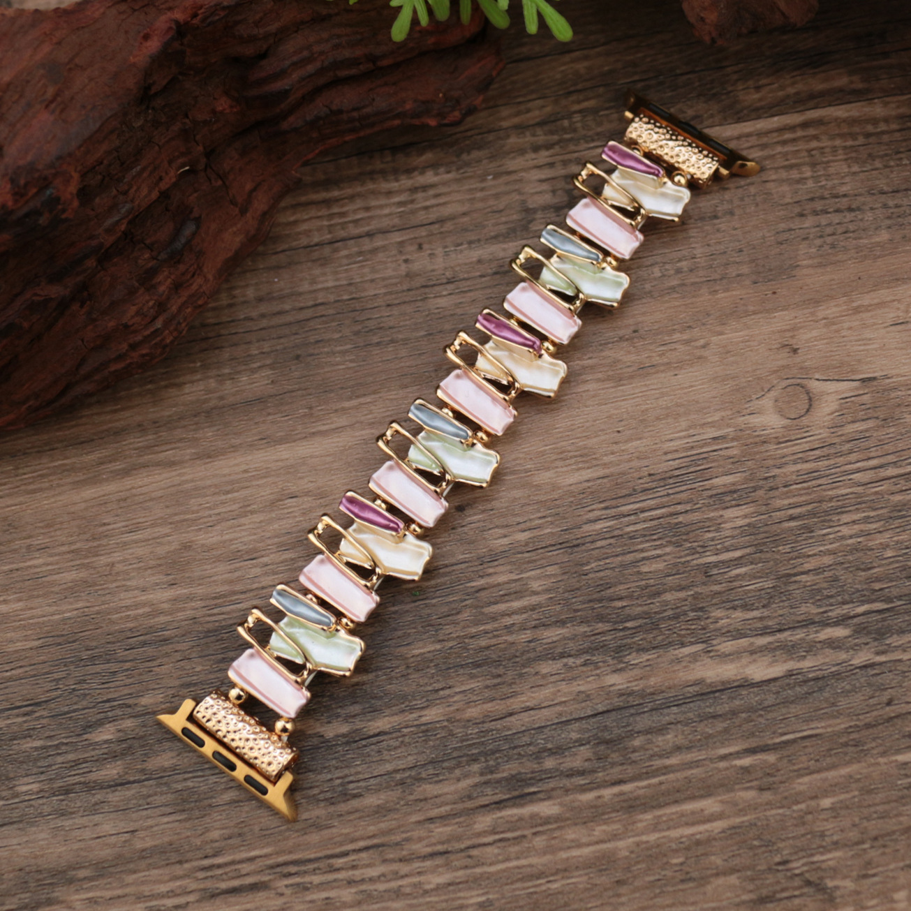 (145cm) 스프링컬러 기하학라인 신축성 시계밴드-골드