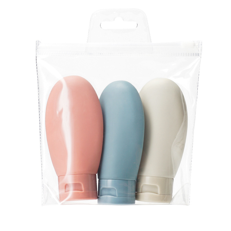 60ml三件套护肤品便携旅行分装瓶套装洗面奶挤压空瓶PE绒面软管瓶