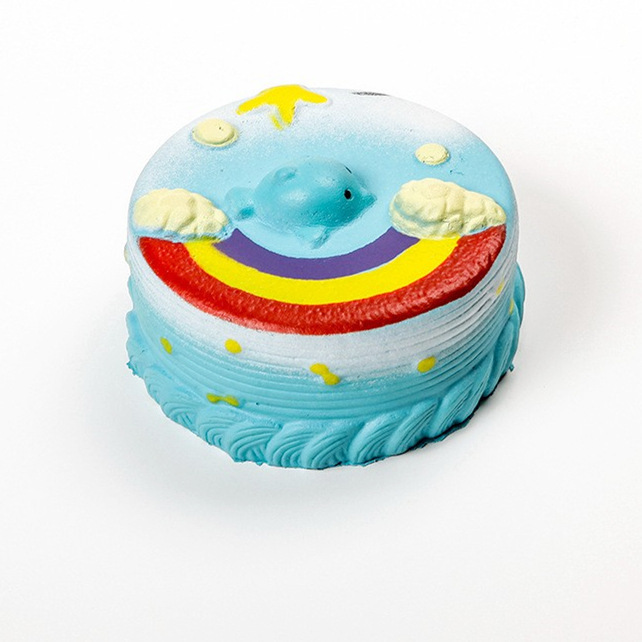 Squishy alimento simulado crema pastel de fresa comer jugar DIY húmedo suave rebote lento niños juguetes caseros pequeños
