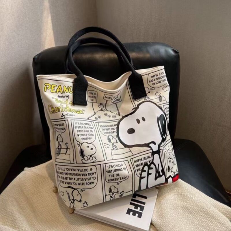 Japanese-Style Cartoon Snoopy Canvas Bag for Female College Students, Large Capacity Tote Bag for Class, Shoulder Bag for Commuting Japanese-Style Cartoon Snoopy Canvas Bag for Female College Students, Large Capacity Tote Bag for Class, Shoulder Bag for Commuting