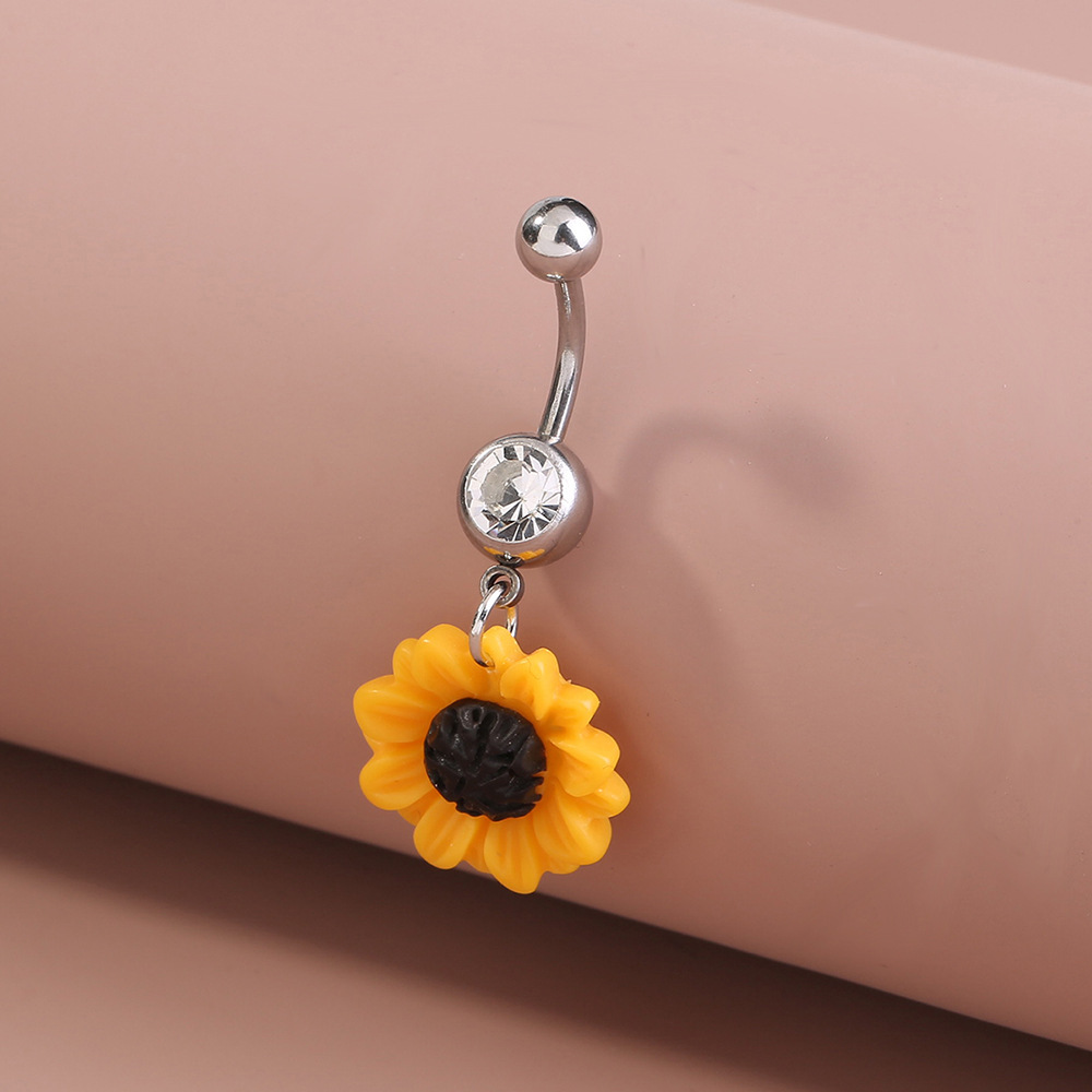 Clou De Nombril En Acier Inoxydable De Fleur De Tournesol De Mode display picture 4