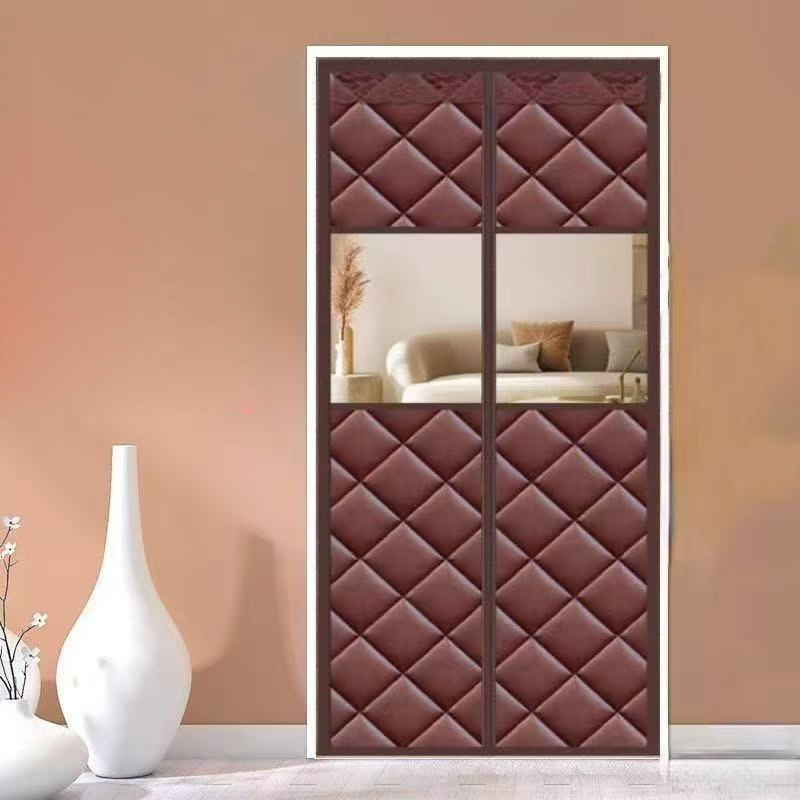 Winter Thermal Cotton Door Curtain, Thickened Windproof Magnetic Household Insulation Wind-Blocking Partition Curtain, No-Drill Soundproof Self-Adhesive