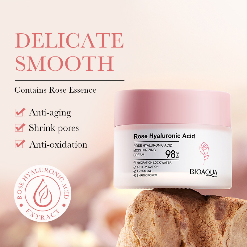 BIOAOUA Rose Hyaluronic Acid And Replenishing Brightening Skin Tone Moisturizing Firming Face Cream_voghion.com