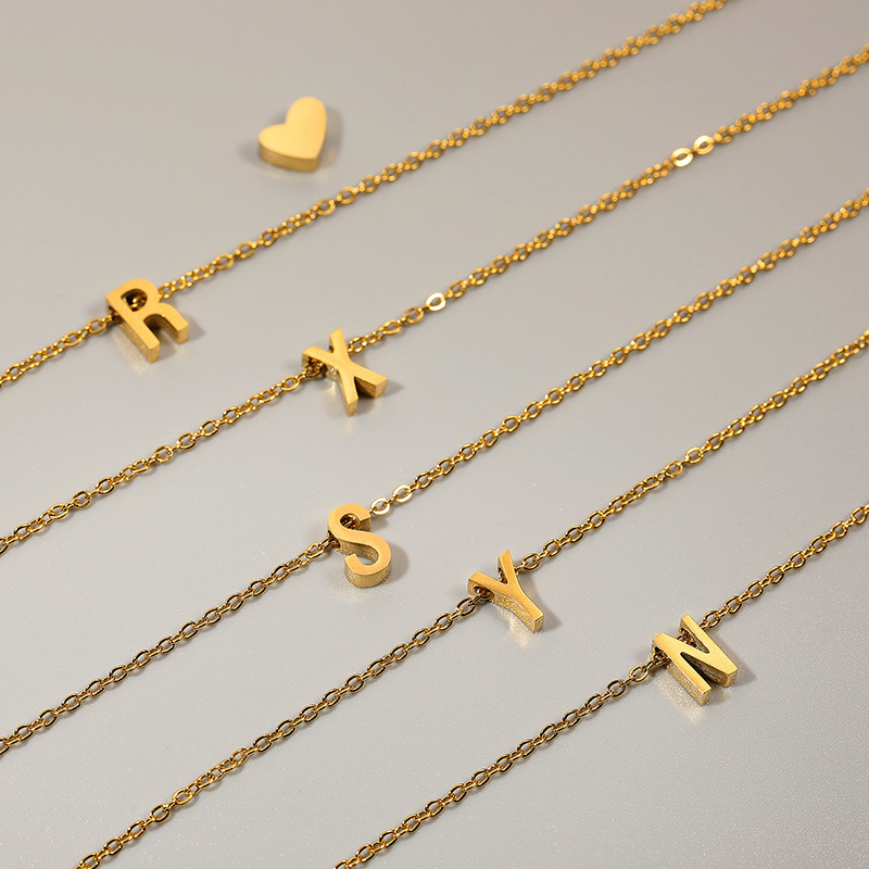 Pendant Jewelry Making Type 18K Real Gold Plated Plating Material Wholesale Jewelry Simple Style Letter Stainless Steel Gold Plated Plating