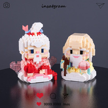 国潮拼装小玩具神仙财神爷女孩儿童成人兼容乐高积木微颗粒小盒装