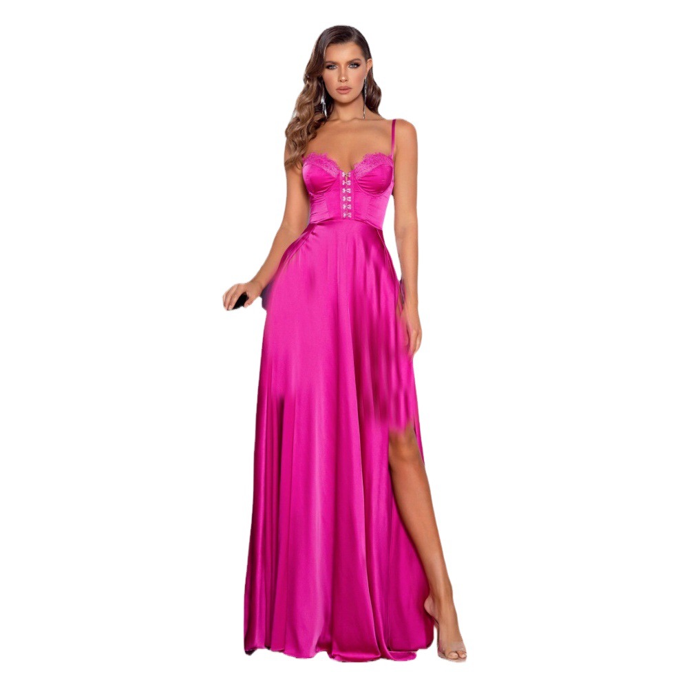 El Comercio exterior europeo y americano nueva ropa de mujer primavera y verano sexy split Correa con pecho algodón banquete vestido de bola vestido de dama de honor