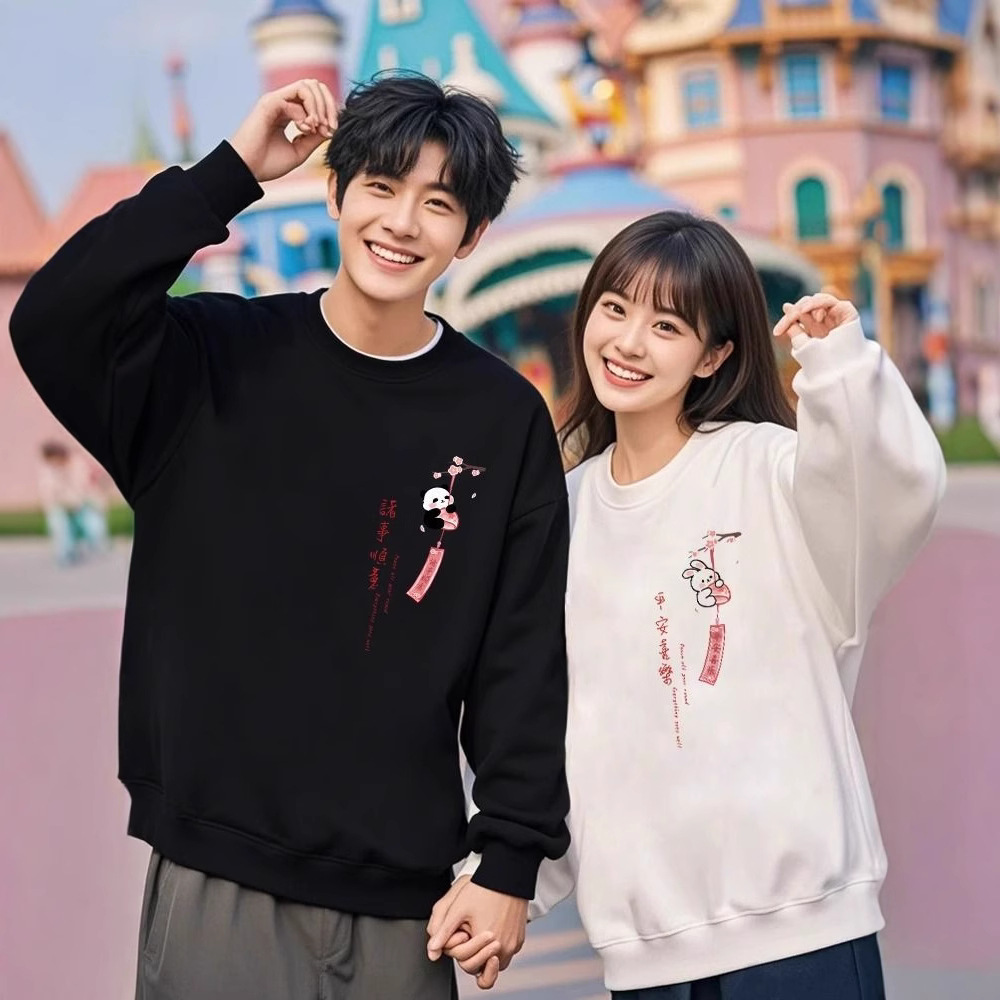 뱀의 해 인생의 해 빨간 커플 원피스 원피스 2025 년 새해 봄과 가을 겨울 기모 크루 넥 클래스 원피스 코트 옷