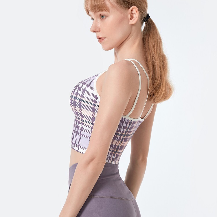 A Variety of Yoga Tank Tops with Houndstooth Print, Simple Style, Breathable and Quick-Drying Yoga Clothes