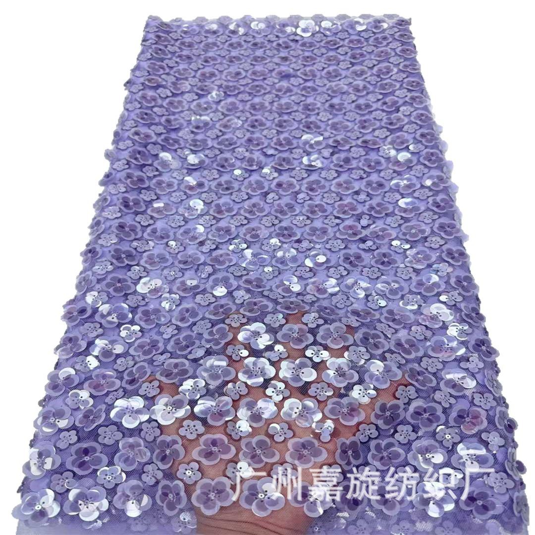 Vestido de alta gama con lentejuelas transparentes, bordado elaborado, aplicación de pequeñas flores de ciruelo, tela bordada, vestido de noche para niñas, tela de moda para mujer.