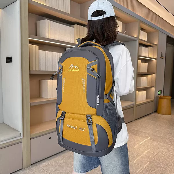 Outdoor camping and hiking backpack 70L large capacity couple's casual sports travel backpack, wear-resistant and load-reducing double shoulder bag