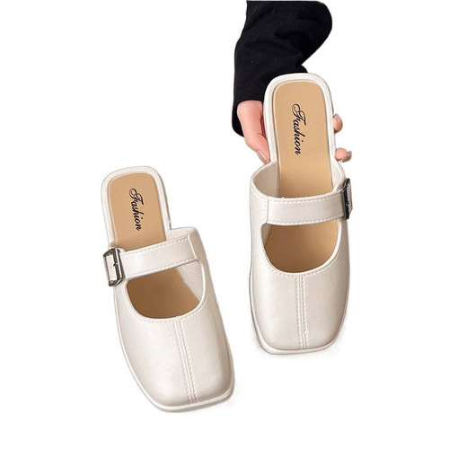 Slippers for women in summer wear, baotou and semi-drag sandals for women, Mary Jane, 2025 new style, slip-on, flat, slip-on sandals
