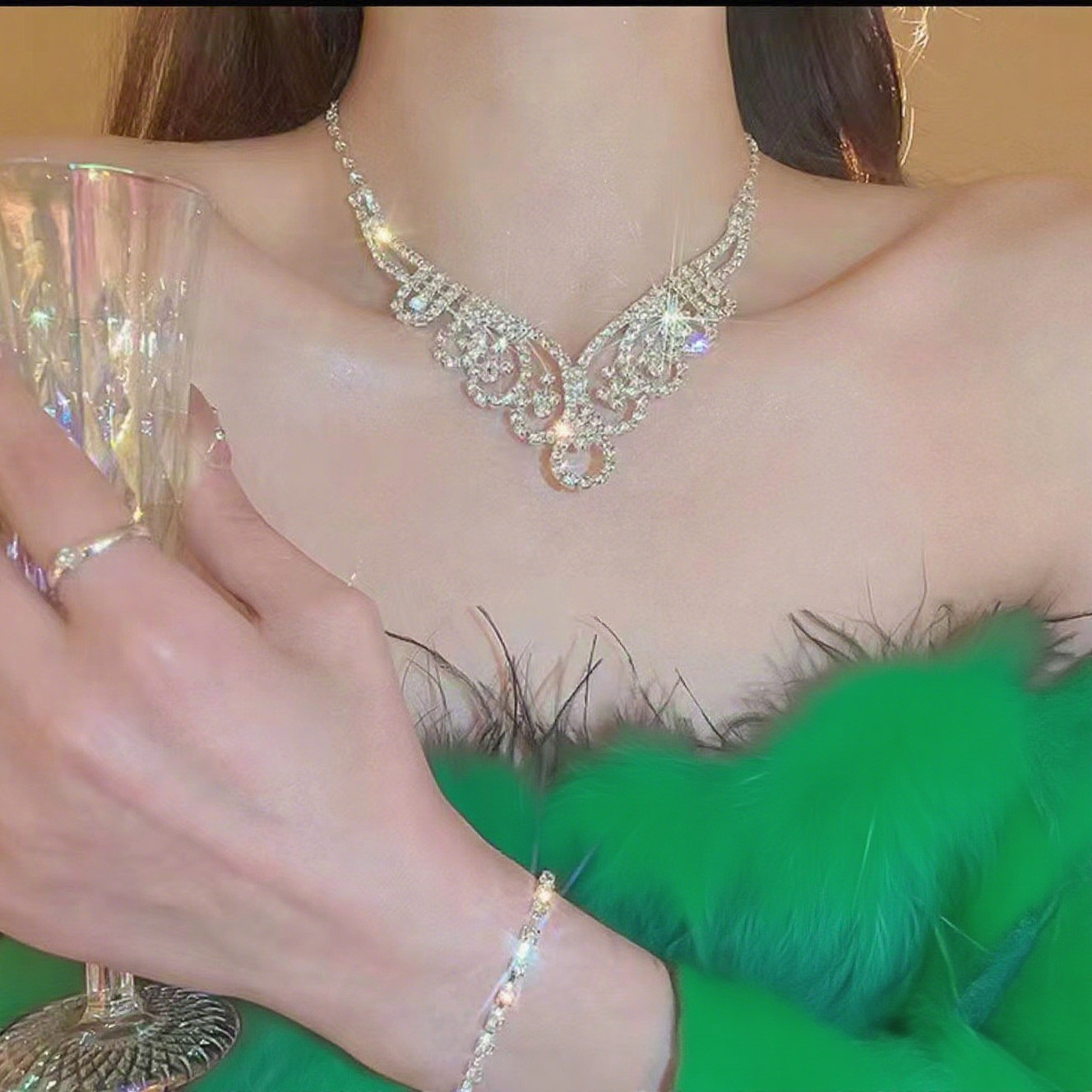 Cross-border European And American Bridal Wedding Accessories: Earrings, Necklaces, New Rhinestone Fashion Claw Chain_voghion.com