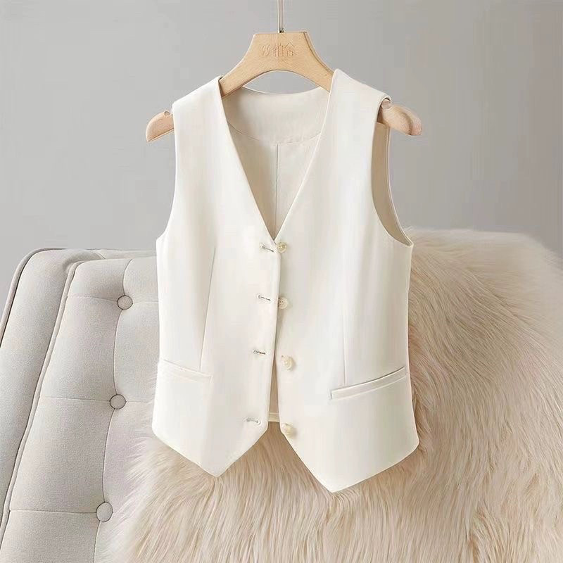 2026 New Style Women's Suit Vest for Spring and Autumn, Outerwear Vest with a High-End Feel, Short Top for Petite Figures