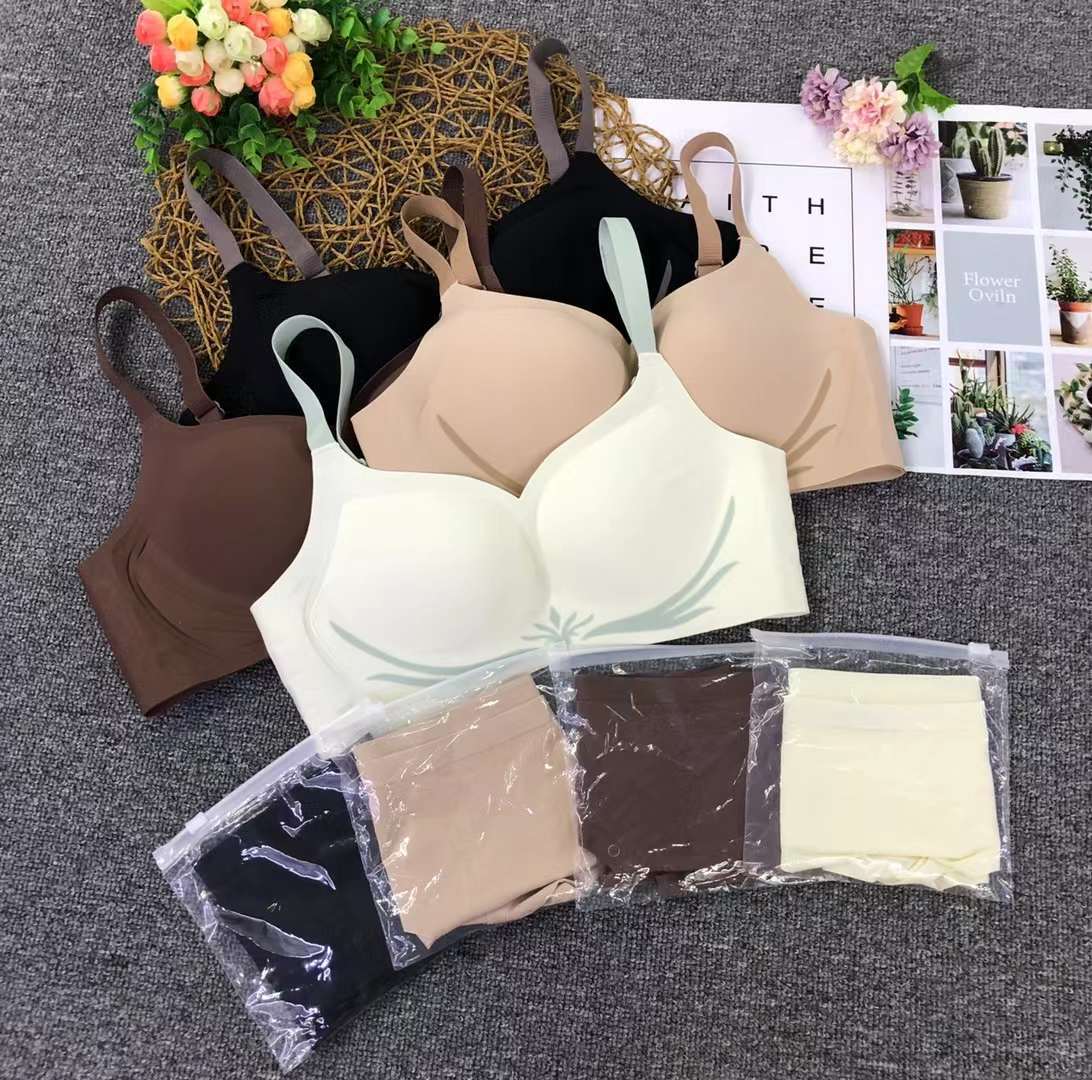 Nueva ropa interior sin costuras de las mujeres pequeño pecho push up anti-flacidez delgada inalámbrica traje de sujetador de mama