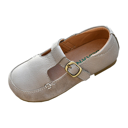 Girls Genuine Leather Children's Shoes Spring and Autumn Single Shoes Campus Black Leather Shoes  New Baby Trendy Shoes Soft Cowhide Trendy