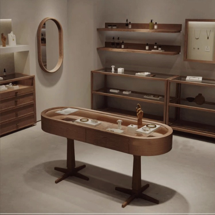 Gabinete de exhibición de joyas Gabinete de exhibición ovalada retro de moda Joyería Gabinete de joyería de plata Gabinete de mostrador boutique Nakajima