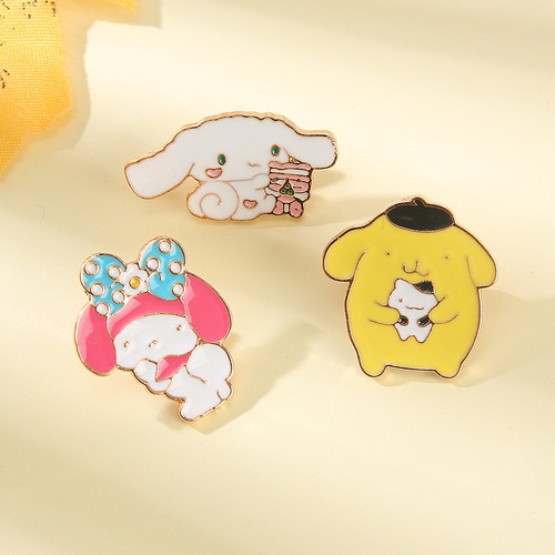 Cross-border Instagram-style Japanese and Korean pudding dog jade dog cartoon alloy accessory brooch fashionable cute badge