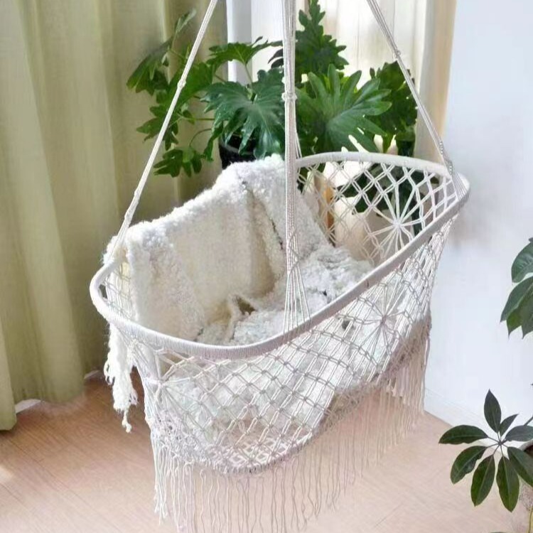 Baby Cradle Manufacturer Direct Sales Baby Hanging Chair Indoor Cotton Rope Weaving Kidsren's Hanging Basket Tassel Balcony Kidsren's Swing Baby Cradle Manufacturer Direct Sales Baby Hanging Chair Indoor Cotton Rope Weaving Kidsren's Hanging Basket Tassel Balcony Kidsren's Swing