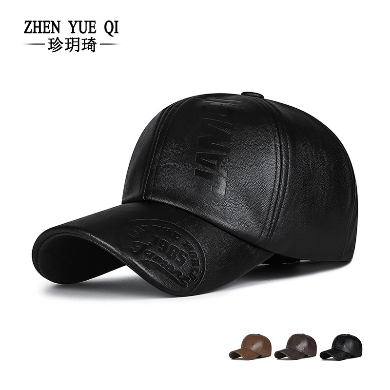 Spring, Autumn and Winter New Pu Leather Embossed Letter Baseball Cap Men's European and American Embossed Adjustable Retro Hat Cross-Border Spring, Autumn and Winter New Pu Leather Embossed Letter Baseball Cap Men's European and American Embossed Adjustable Retro Hat Cross-Border