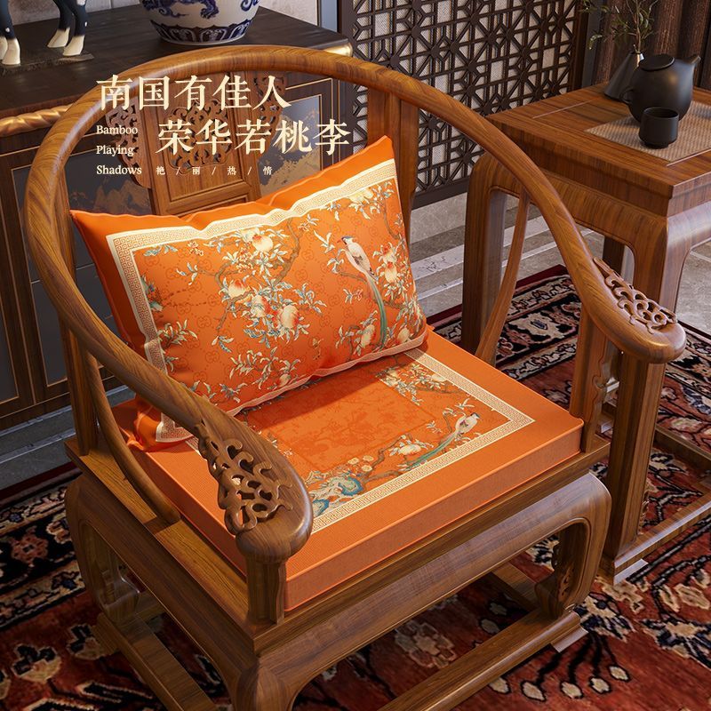 【桃錦】中国式茶椅子座布団太師椅子輪椅子厚手赤木ソファースポンジ座布団枕抱き枕|undefined