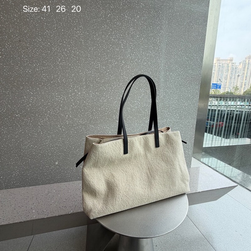 Women's Bag 2026 New Trendy Color-Blocking Retro Leather and Linen Large Capacity Tote Bag Shoulder Underarm Handbag