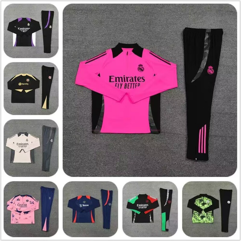 Wholesale Paris Real Madrid Barcelona Chelsea Arsenal Manchester City Brazil Long-Sleeved Half-Zip Training Suit Set