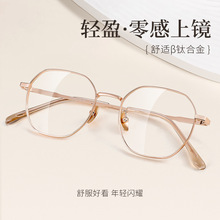 韩系甜美小框眼镜高度近视镜框33017复古钛框女高级感显白镜架ins