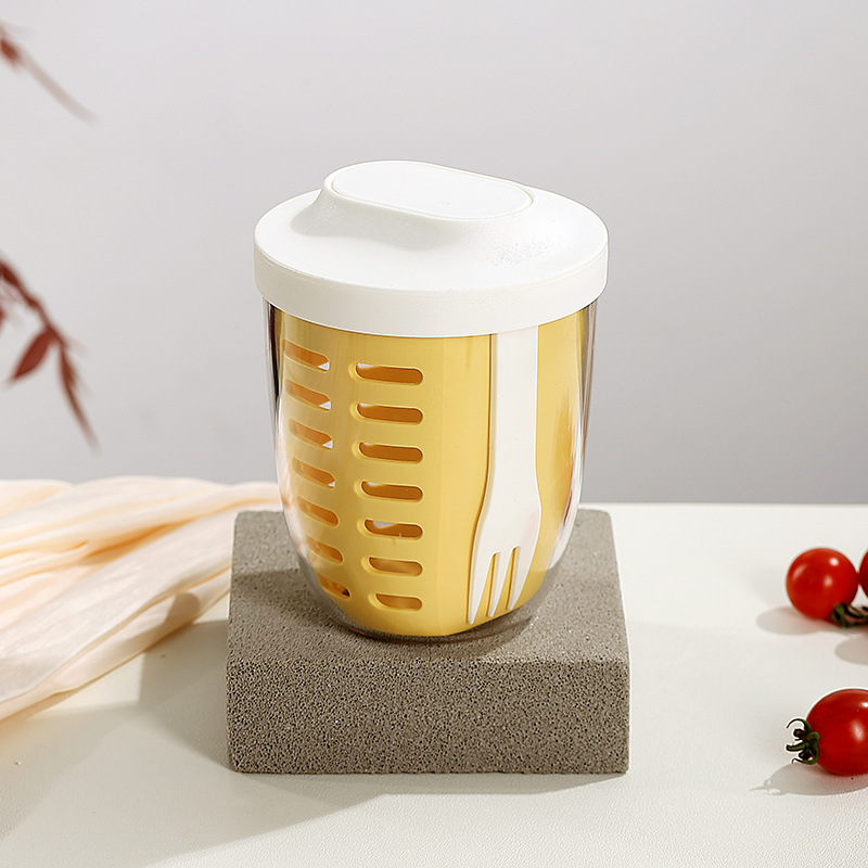 흰색 뚜껑이 달린 노란색 컵 [휴대용 테이크아웃] 650ml [기본 스타일]