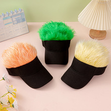 新款多色假发帽男女嘻哈棒球帽跨境彩色毛毛鸭舌帽网红搞怪帽子