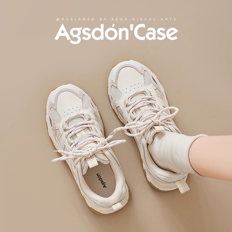 Augu Shi Deng zapatillas deportivas blancas para mujeres 2026 nueva primavera ligera y casuales de montaña zapatos de suela gruesa