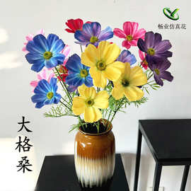 仿真3D假格桑花 批发打印装饰花束礼堂婚礼花排质感格桑花仿真花
