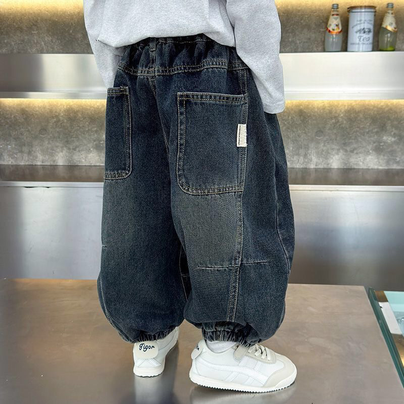 Nuevo estilo coreano de primavera y otoño para niños y niñas vaqueros de trabajo de moda pantalones largos de bebé pantalones casuales sueltos para niños image 1