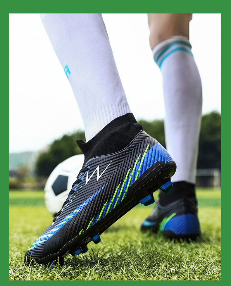 Piedini da calcio alti con unghie rotte, erba artificiale, chiodi in pelle AG, per ragazzi, ragazze, adolescenti e studenti che si allenano_voghion.com