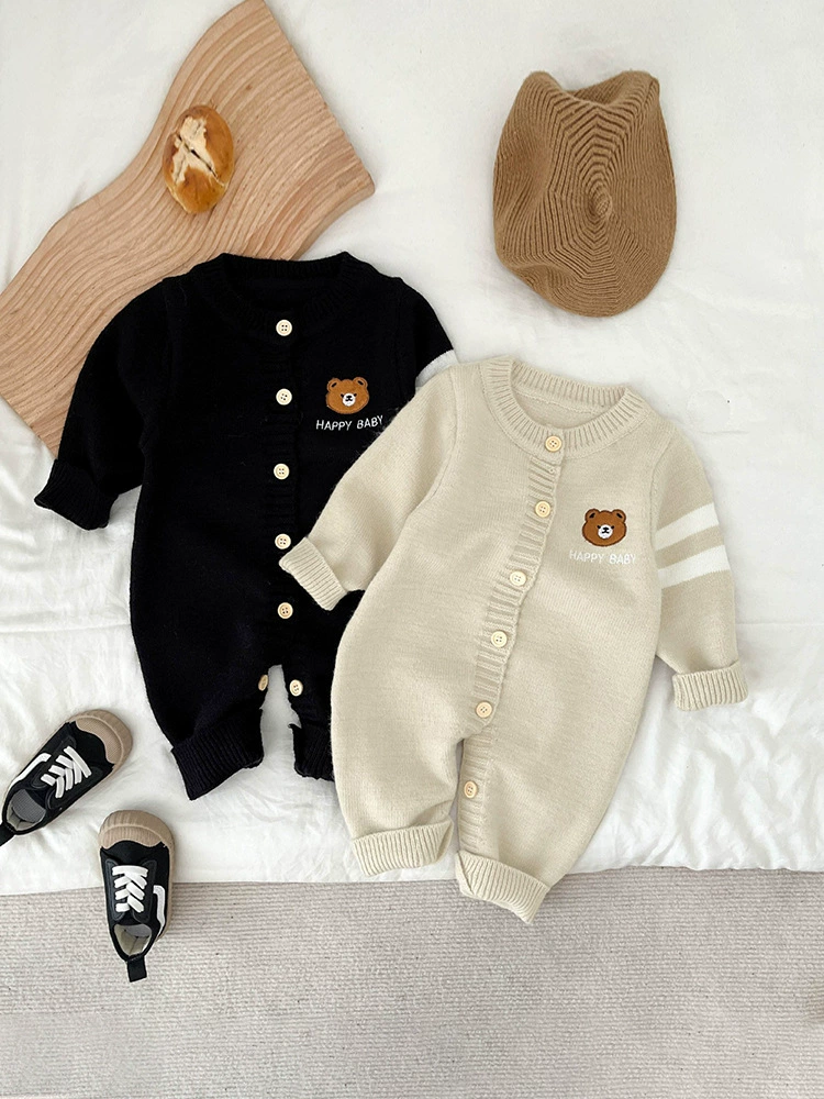 Brand children's autumn overall, cute bodysuit, thin sweater, with little bears