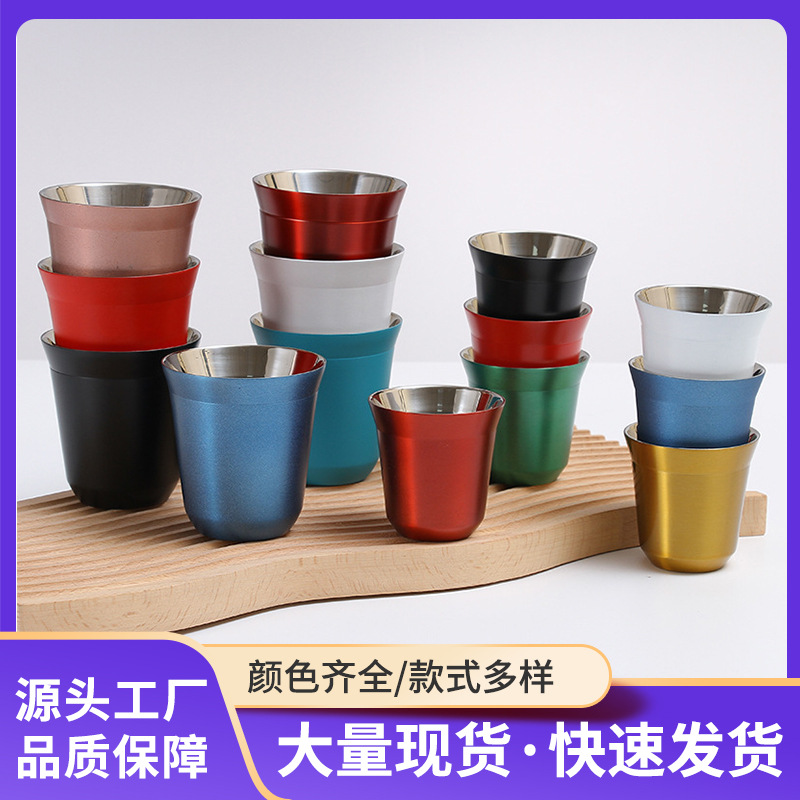 Creativo 304 taza de cerveza de acero inoxidable de doble capa de aislamiento al vacío anti-scald taza de café al aire libre camping portátil pequeña taza de vino