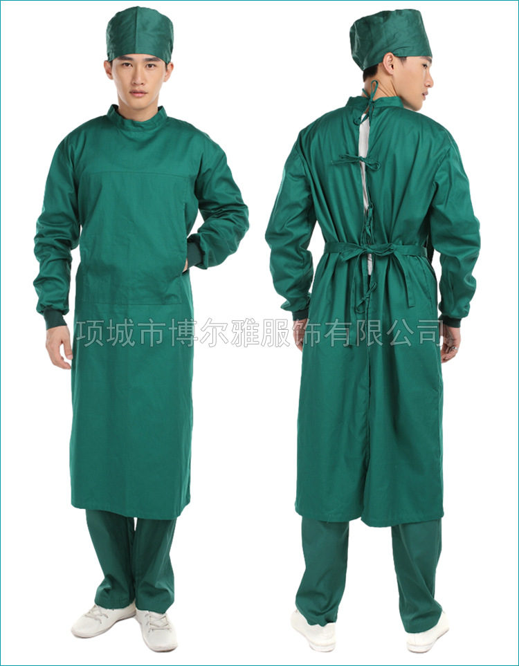 手术室手术服纯色棉墨绿色男女反穿式手术袍医生服长袖手术洗手衣-阿里巴巴