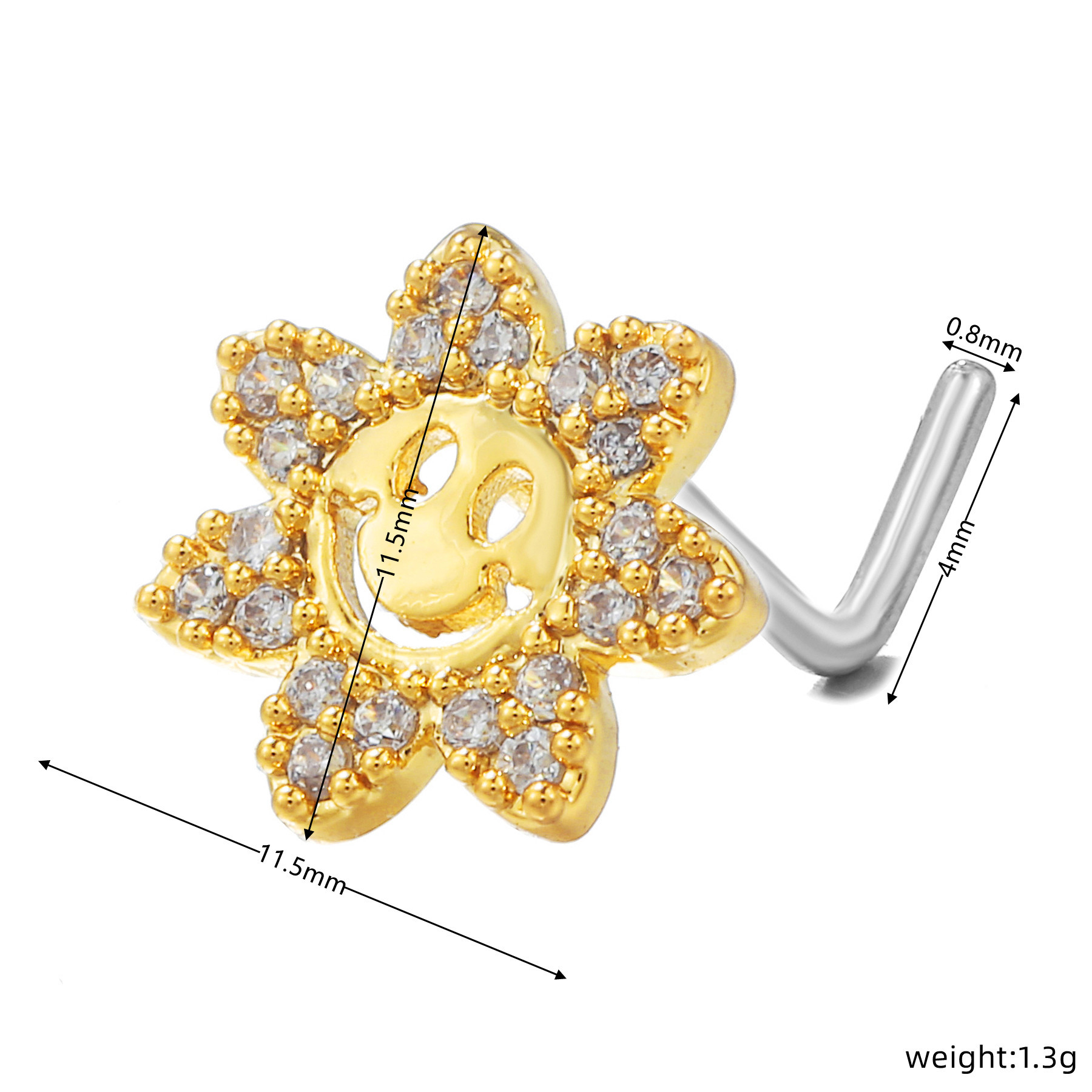 Fashion Flower Copper Plating Zircon Nose studs 1 Piece
