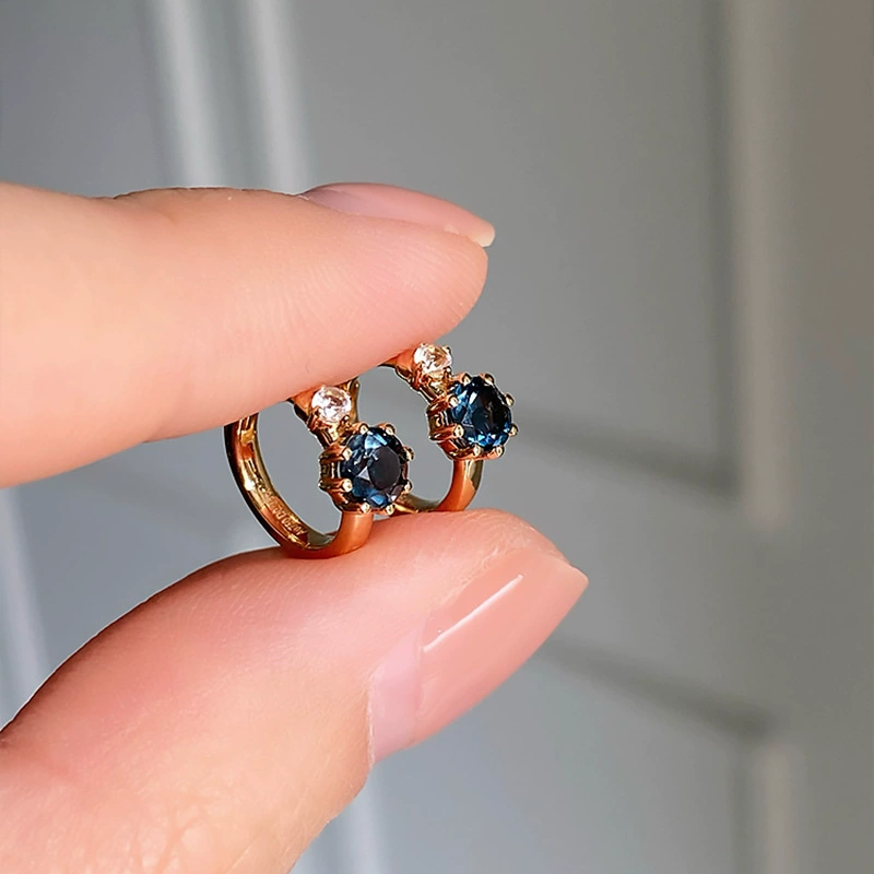 Серебряная игла, японские маленькие серьги «Гранат»