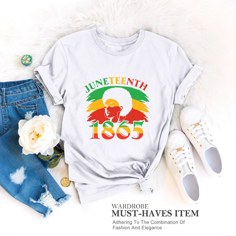 Juneteenth Cross-Border New Summer Pattern 1865 Printed Women's T-Shirt Top Commuting New Fashion T-Shirt
