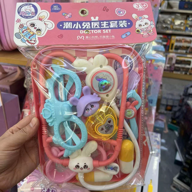 Семейная реалистичная игрушка, стетоскоп, набор, кролик, копилка
