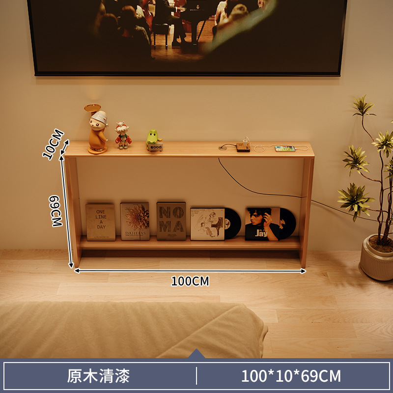 Estante de pared de televisión contra la pared todo el gabinete estrecho de madera sólida debajo del proyector para colocar la caja de decodificación del router estante largo