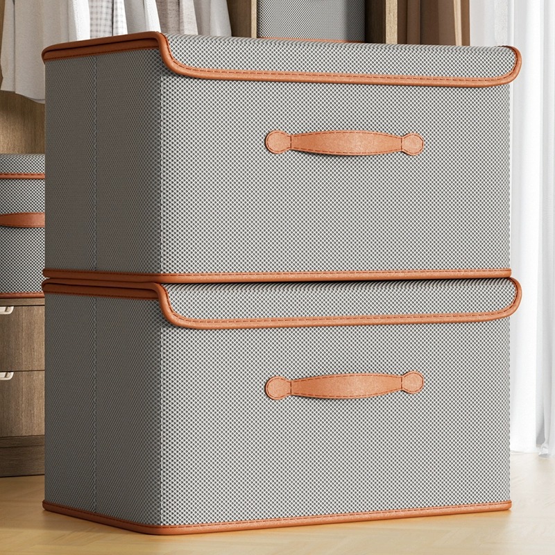 Caja de almacenamiento de armario para uso doméstico de gran capacidad ropa de tela de gran tamaño edredón caja de acabado plegable con tapa cesta de almacenamiento