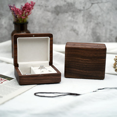 黑胡桃木首飾盒收納盒小黑巧精緻高檔女生耳釘戒指桌面飾品盒收納